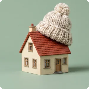 Model house wearing a knitted wool hat